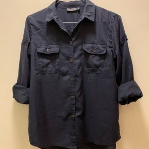 Topshop Navy Blue Button-down Shirt US Sz 8